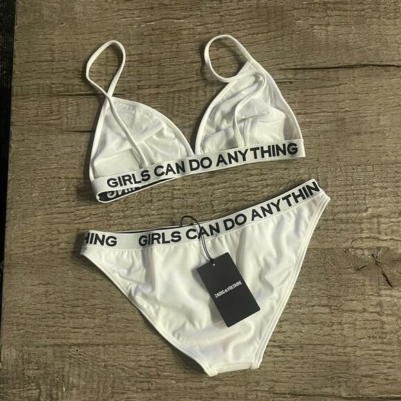 Zadig & Voltaire Triangle Logo Bikini in White. - Picture 7 of 11